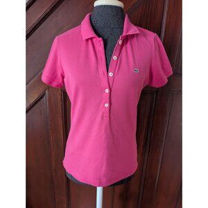 Lacoste Womens Pink Polo Shirt Size S Cotton Short Sleeve Casual